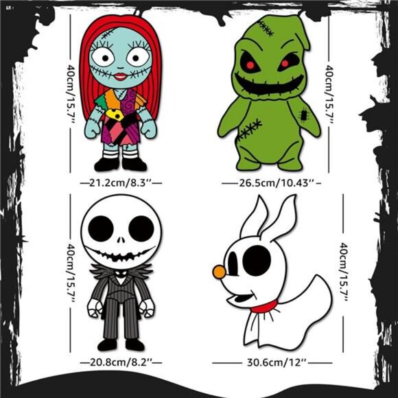 4PCS Christmas Yard Stake Signs with Jack Sally for Garden Lawn Party Prop Decor - Picture 5 of 7